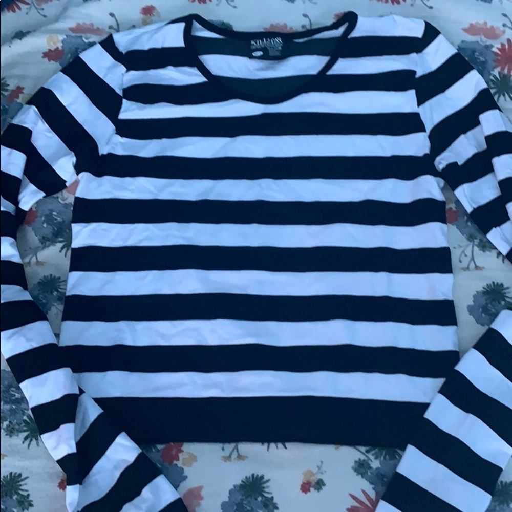Killstar Black and White Striped Shirt
